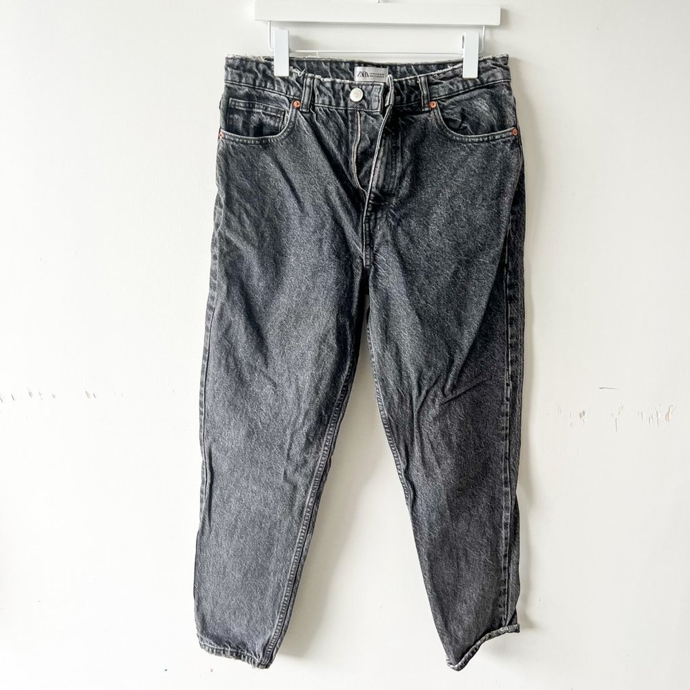 Zara distressed 90s boyfriend jeans gray black size 10